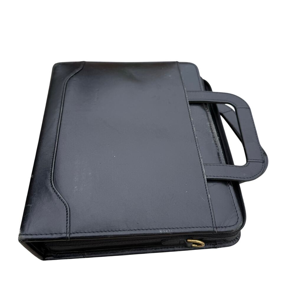Vintage Franklin Quest Black Leather 7-ring Planner Binder Organizer Small USA